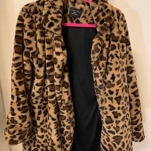 Fuzzy leopard cheetah coat